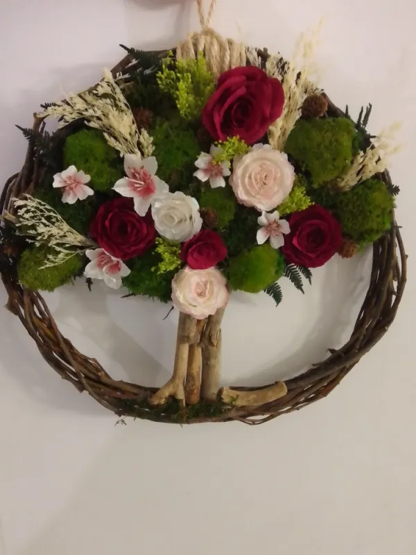 décoration mousse stabilisée et fleurs en papier crépon. UNIK création, Hazebrouck