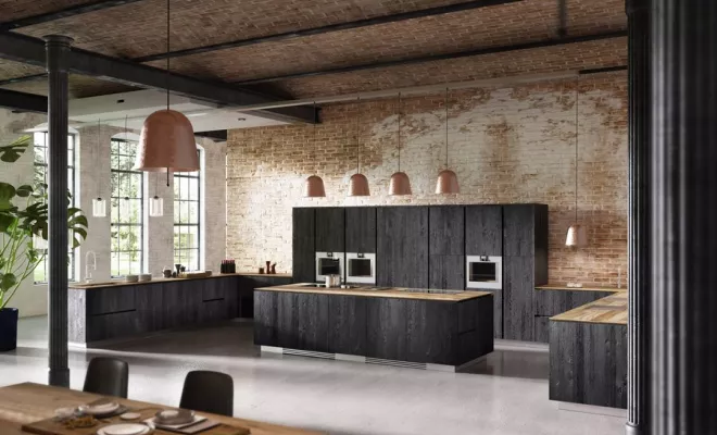 Cuisine aspect bois brulé. UNIK Création Hazebrouck